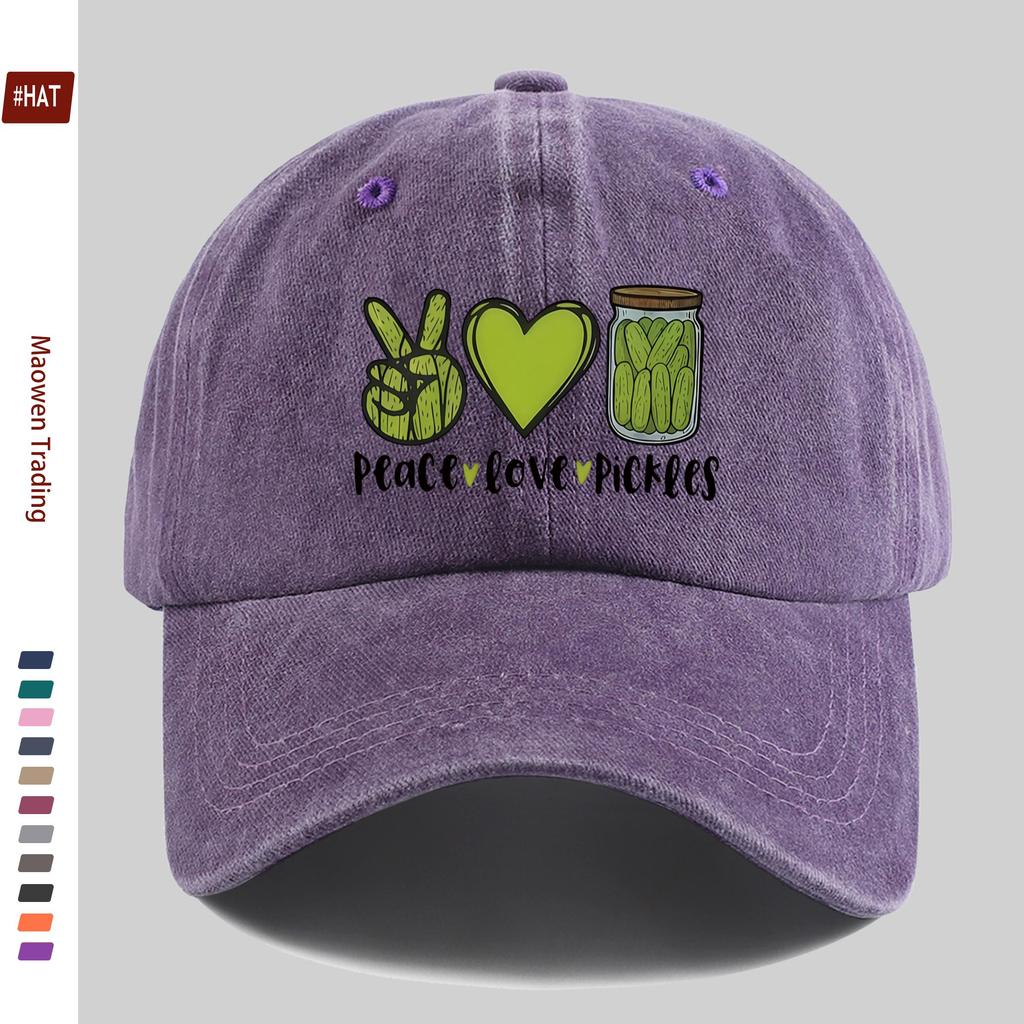 pc Love and Peace Pickle Design Printed Baseball Cap Fashionable Printed Decorative Hat Multiple Colors Available Comfortabl