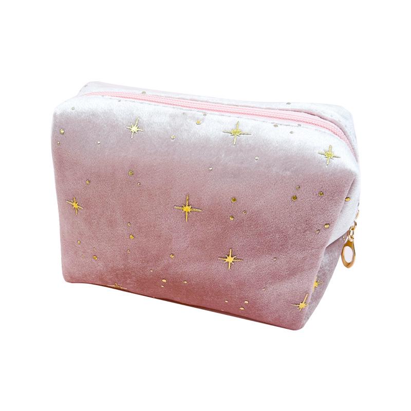Elegant Italian Velvet Octagonal Makeup Bag - Large Capacity Women's Clutch for Cosmetics Storage