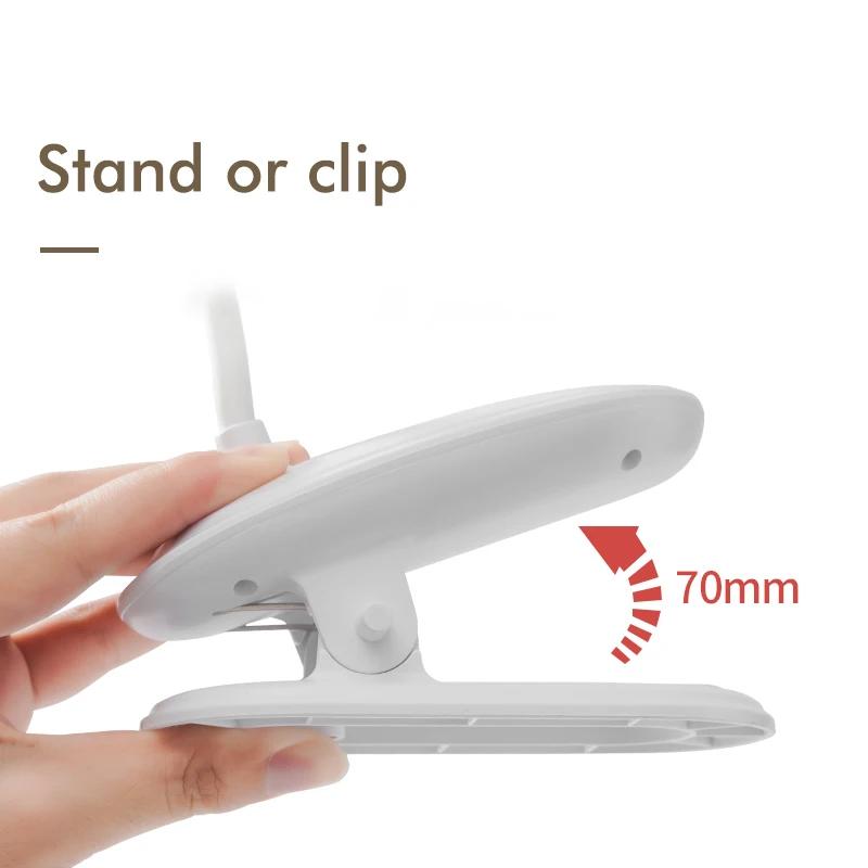 3 Colors LED Eye Protection Book Light Adjustable 2000/4000mAh USB Charge Clip-On Study Desk Night Lamp for Bedroom Reading