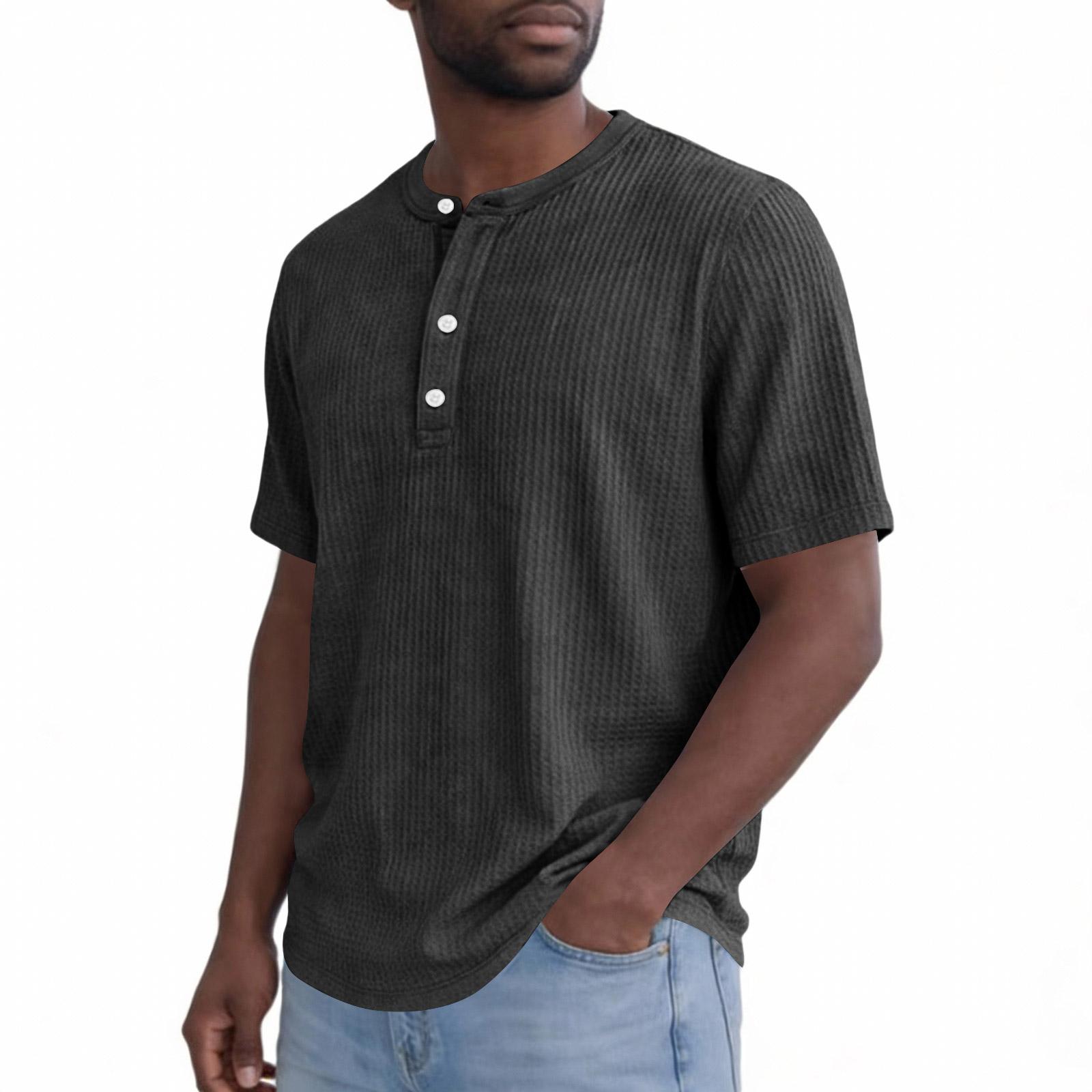 Men s Collar Color Short Sleeve Round Neck T-shirt L