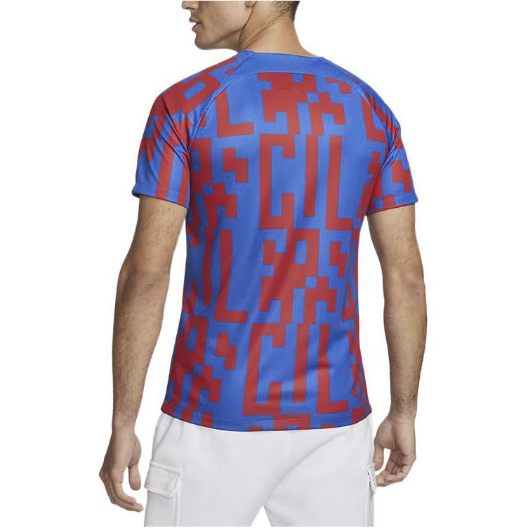 Nike Geometric Pattern Full Print Round Neck Short Sleeve Soccer Jersey Retro Men Jersey Signal-Blue DJ8560-404