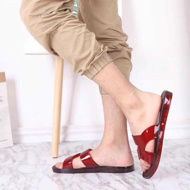 Male Slipper House Flat Walk Around Home Shiatsu Men's Shoe Pvc Indoor Bathroom Slides Mascullino Original Designer Luxury Adult