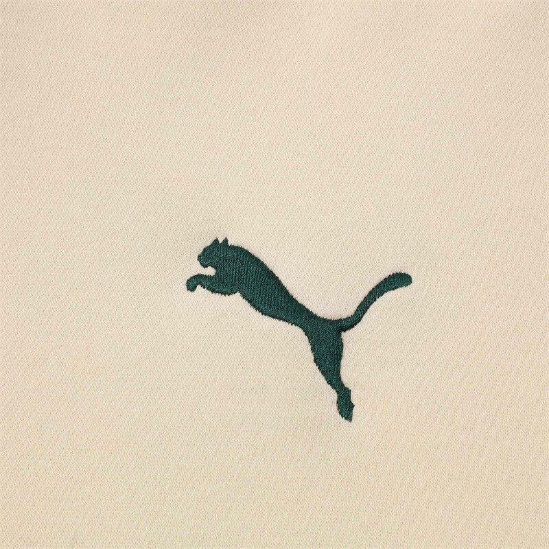 Puma Brand Logo Letter Printed Pattern Casual Fleece Lined Hooded Sweatshirt Men's Almond Candy 631729-87
