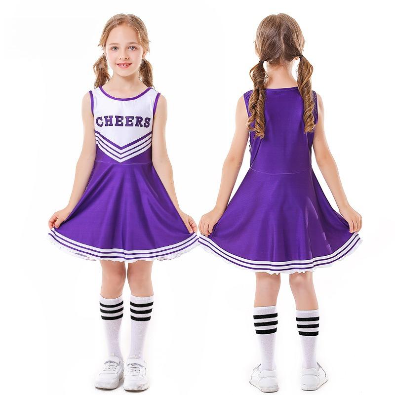 Kids Girls Cheerleaders Cheerleading Football Baby Dress Children Christmas New Year Halloween Cosplay Costumes Performance Role Play Outfit