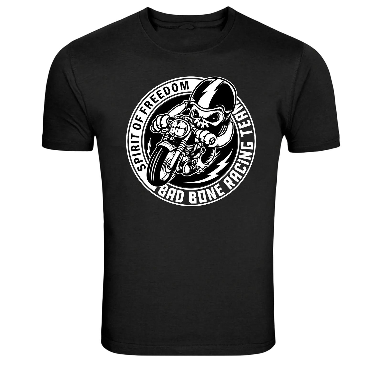 Bad Bone Racing Skeleton Motorcycle Biker Graphic T-Shirt S разноцветный