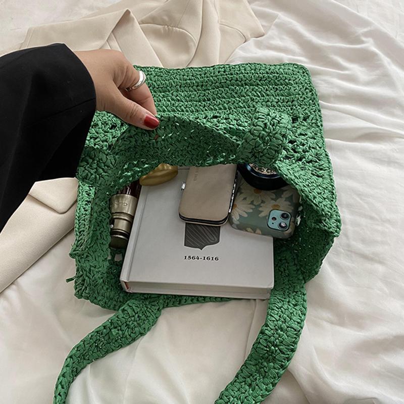 Yogodlns Bolso de hombro hueco tejido de verano para mujer bolso de mano informal de viaje de Color caramelo para playa