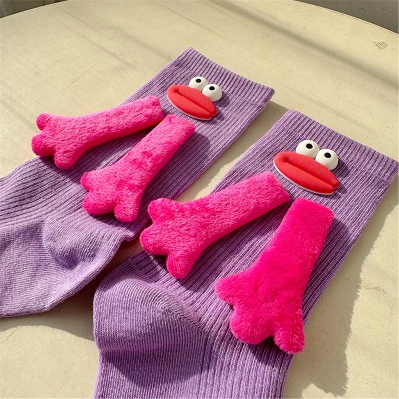 1 Pair Cotton Crew Dress Socks Simple Ankle Socks Trendy Bootie Socks Cartoon Doll Calf Socks for Womens Streetwear