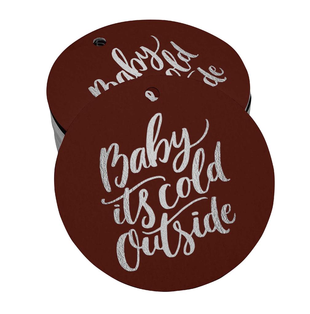Inkdotpot Real Gold Foil Baby It's Cold Outside Baby Shower Tags Favor Hang Paper Tags 100