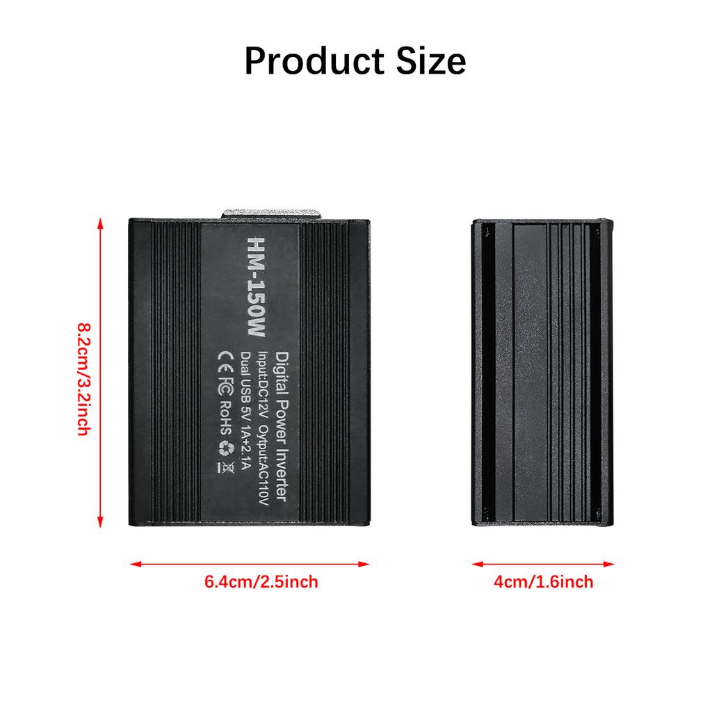 150W Car Inverter DC 12V to AC 110V US Version Auto Power Inverter USB 1A  2.1A Fast Charging Charger For Car Power Adapter