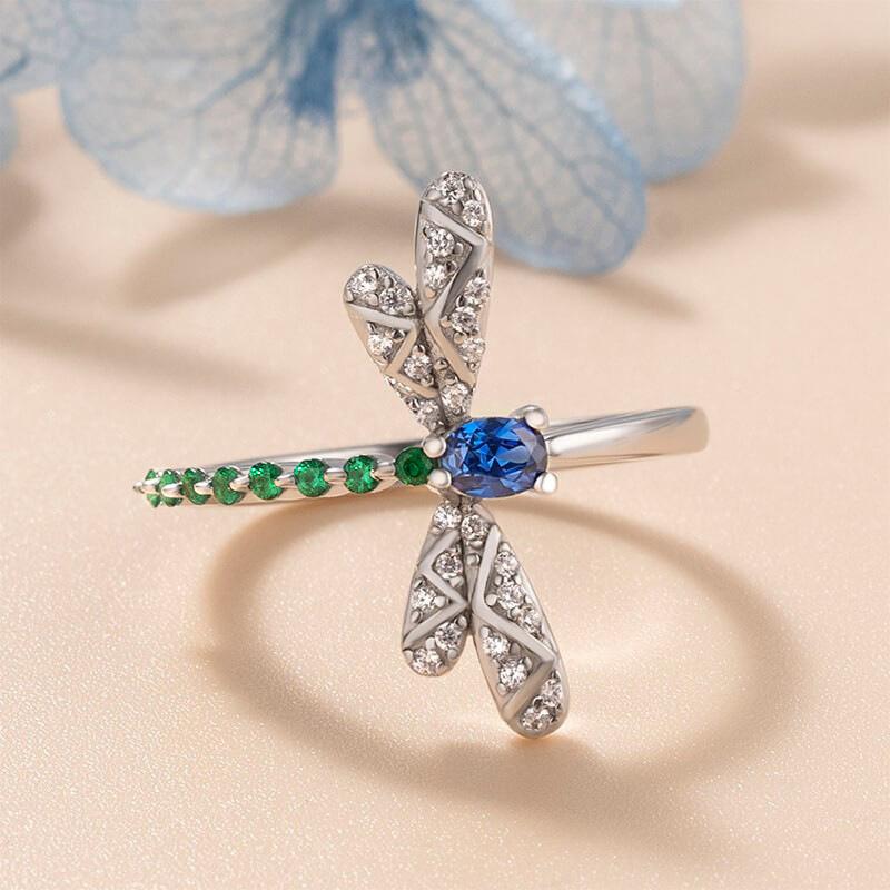 Colored zirconium pearl zircon oil-dripping small dragonfly animal ring decoration 10
