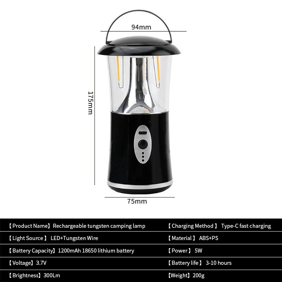 LED Outdoors Camping Lights Dimming Stepless Camping Lamp USB Rechargeable Waterproof Hanging Camping Lighting Fixtures