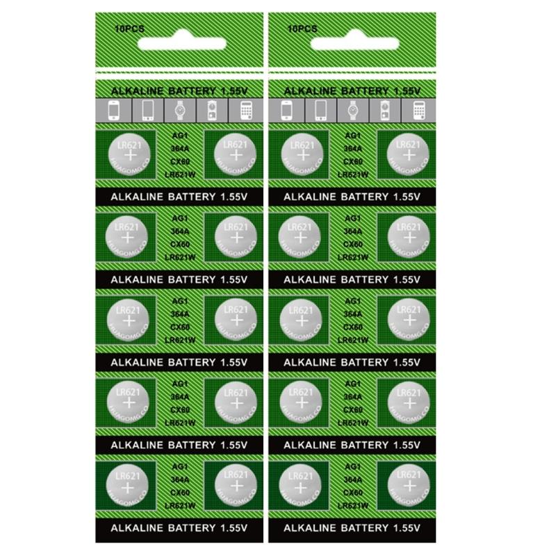 Pack Of 10pc/20pc AG1/364/LR621 High Capacity Alkaline Button Cell Batteries AG2/LR726/396 For Watches And Toys