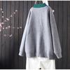 Women Sweaters V Neck Long Sleeved Cardigan Jumpers Knit Patchwork Loose Sweater Thick Spliced Elegant Outwear Pockets