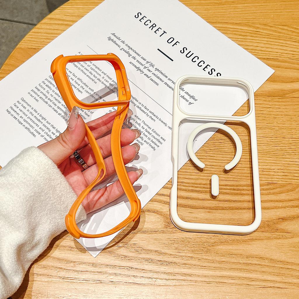 3-in-1 contrasting color anti-skid suitable for iPhone18Promax magnetic mobile phone case Apple 17 transparent four corners anti-drop
