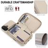 For iPhone 16 Plus Case RFID Blocking Zipper Wallet Leather + TPU Phone Cover with Shoulder Strap
