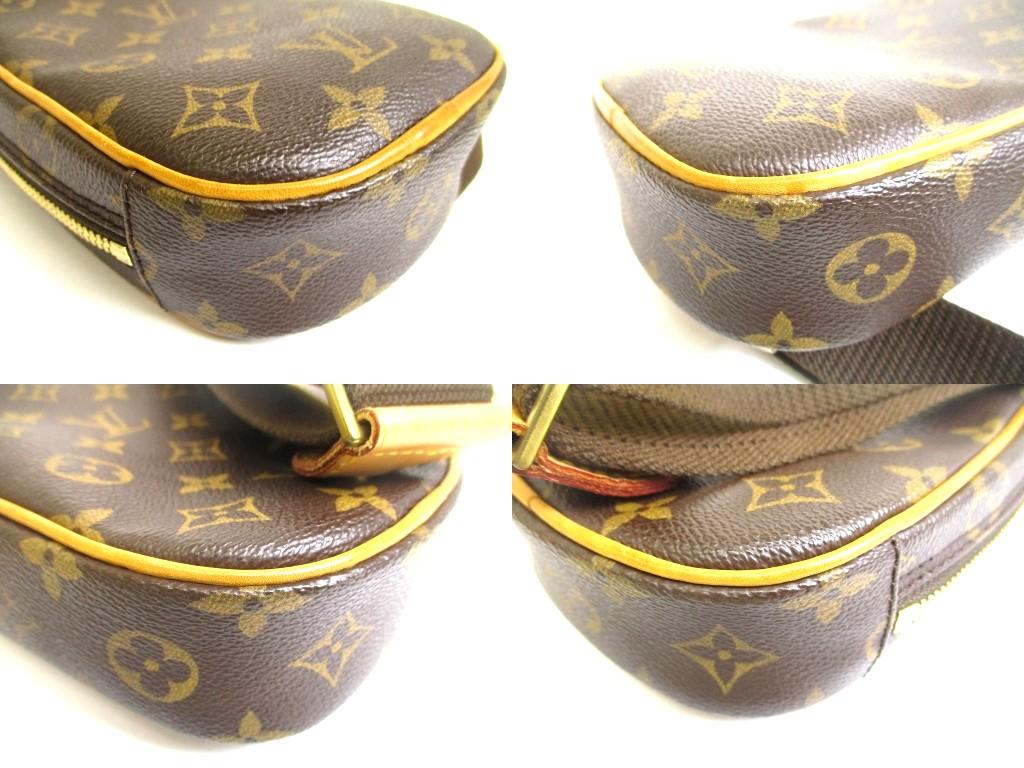 Autentická LOUIS VUITTON Monogram Hnědá Kožená Ledvinka Pásková Taška Gange #b049 Renovováno prodejcem