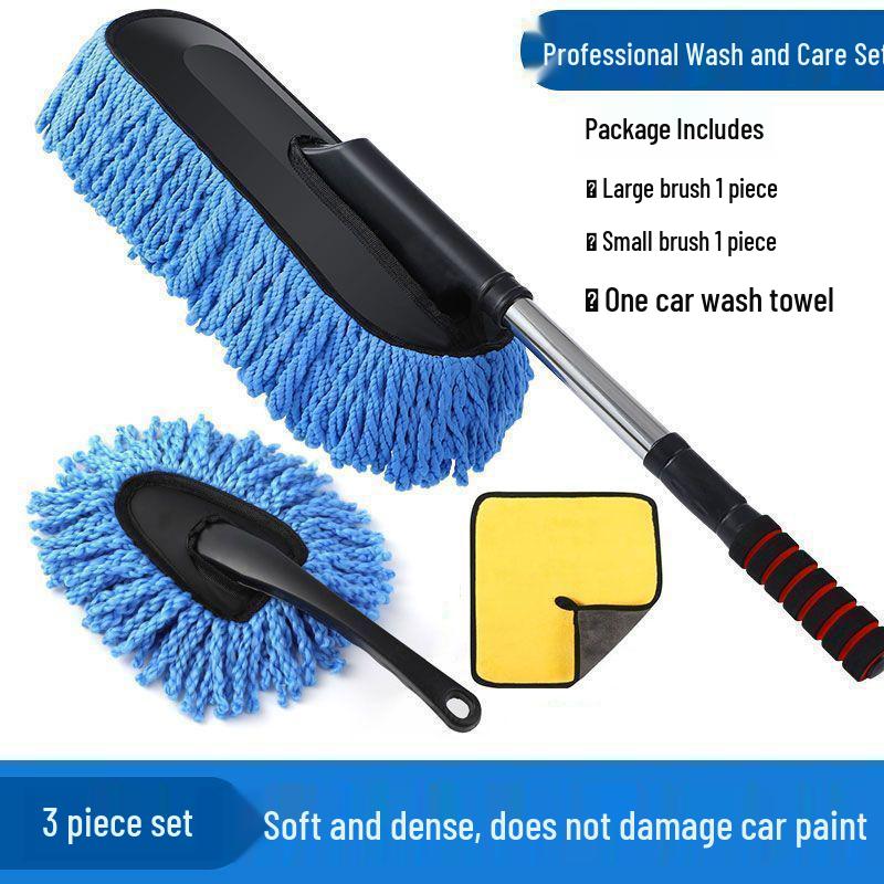 Telescopic Car Wash Mop with Soft Bristles - Professional Scratch-Free Cleaning Tool.