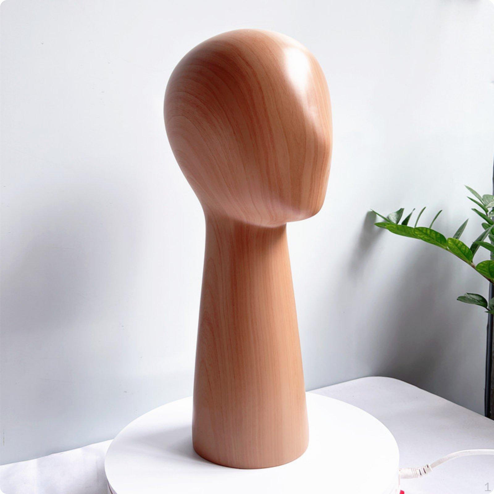 Mannequin Head Fiberglass Hat Display Adult Size for Boutique, Shop Window Dark Wood High Dark Wood High