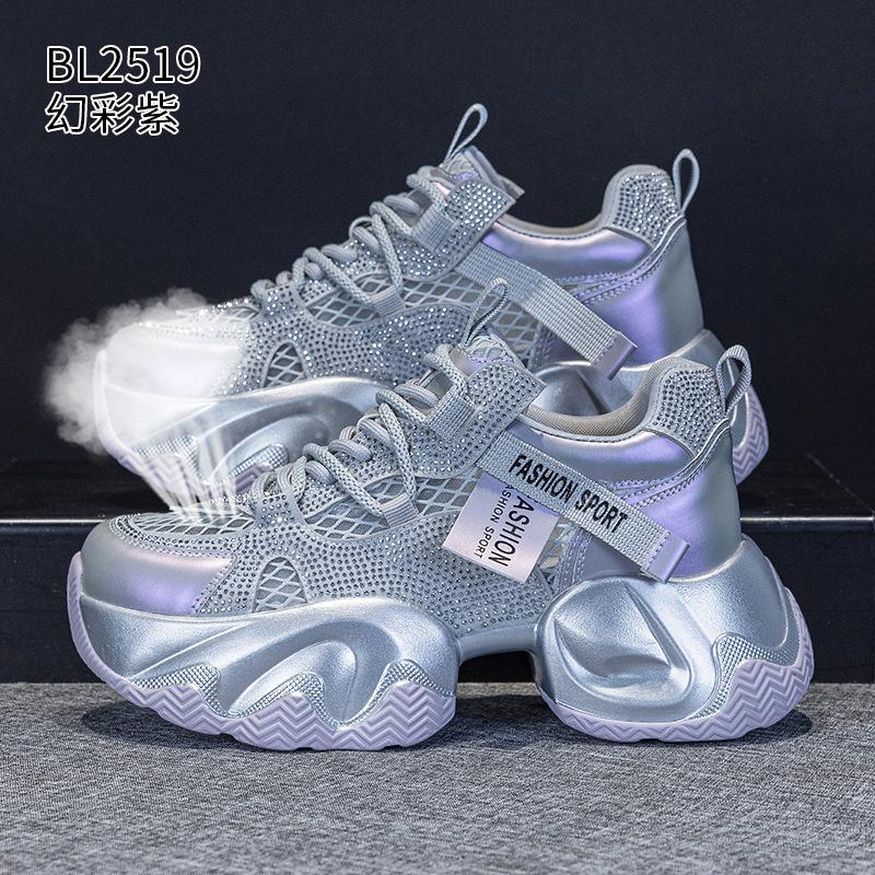 Thick-soled mesh dad shoes women's 2026 summer new breathable hot diamond casual sports shoes