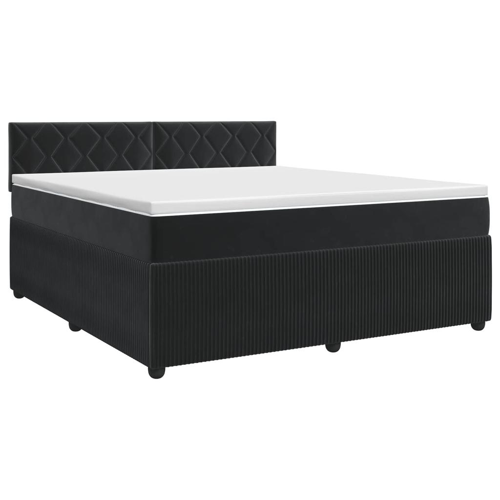 Box Spring Bed with Mattress Black 140 X 200 Cm Velvet