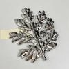 Vintage Long Leaf Pin Corsage Ornament Metal Glossy Brooch Maple Leaf Brooch  Men
