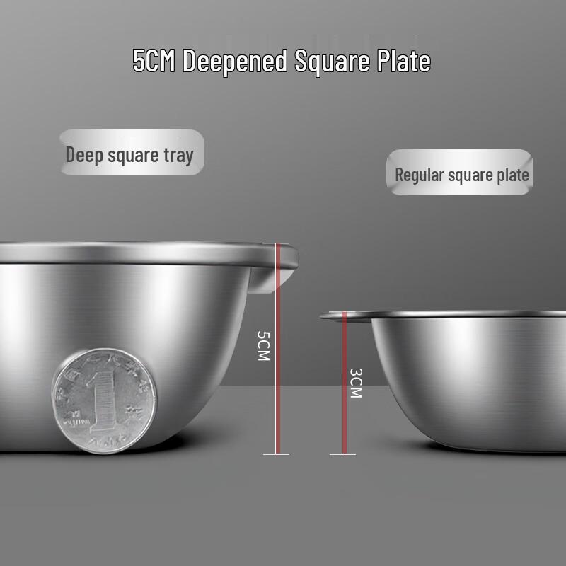 Baijie 304 Stainless Steel Deep Rectangular Serving Tray