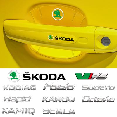 8Pcs Transparent Car Door Stickers Scratches Resistant Car Handle Film For Octavia Rapid Karoq Fabia Kamiq Kodiaq Superb