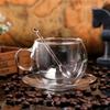 Double Wall Glass Transparent Scented Tea Cups And Saucers  Anti Scald Vacuum Cappuccino Latte Coffee Mug With Spoon Gift Box