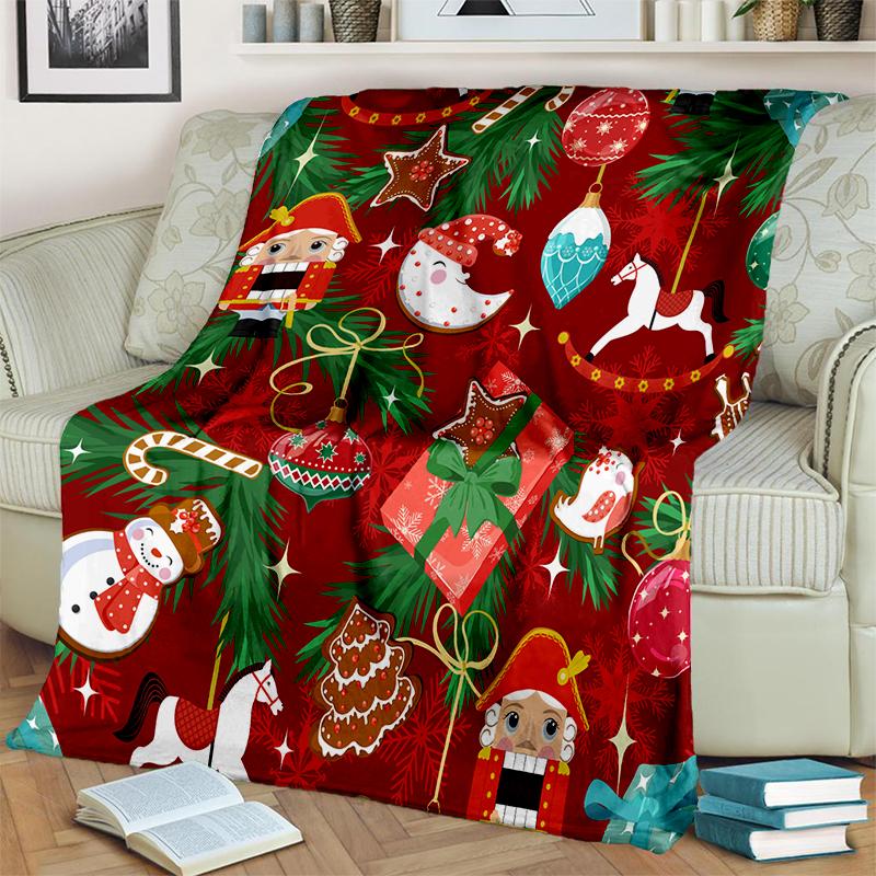 Merry Christmas Cartoon Santa Claus Christmas Tree Festival Gift Blanket,Soft Throw Blanket for Home Bedroom Bed Sofa Cover Kid