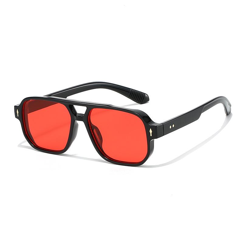 Double-Beam Arrow Rice Nail Retro Square Sunglasses for Men & Women