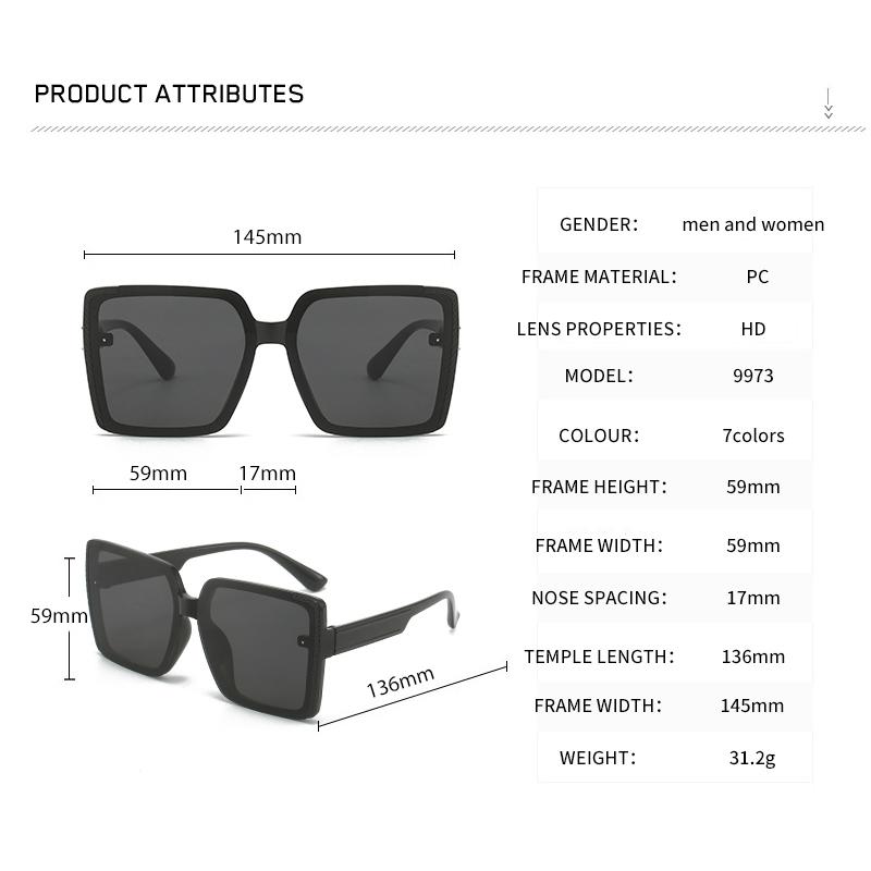 Large Square Frame Sunglasses Europe and The United States Fashion Trend Personality Net Red Lady Sunglasses Gift Glasses Box