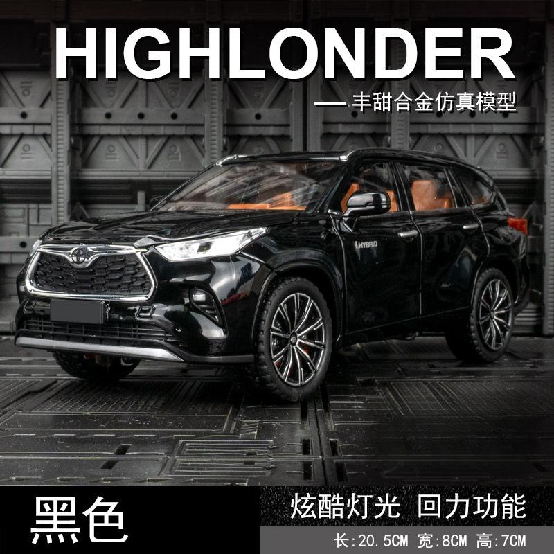

1:24 Toyota HIGHLANDER Streetcar version Diecast Metal Alloy Model car Sound Light Pull Back Collection Kids Toy Gifts чорний