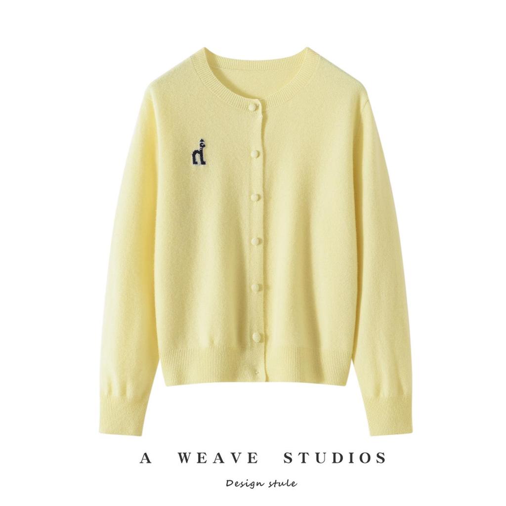 Embroidered Cashmere & Alpaca Cardigan - Women's Waist-Cinching Knitwear for Autumn/Winter