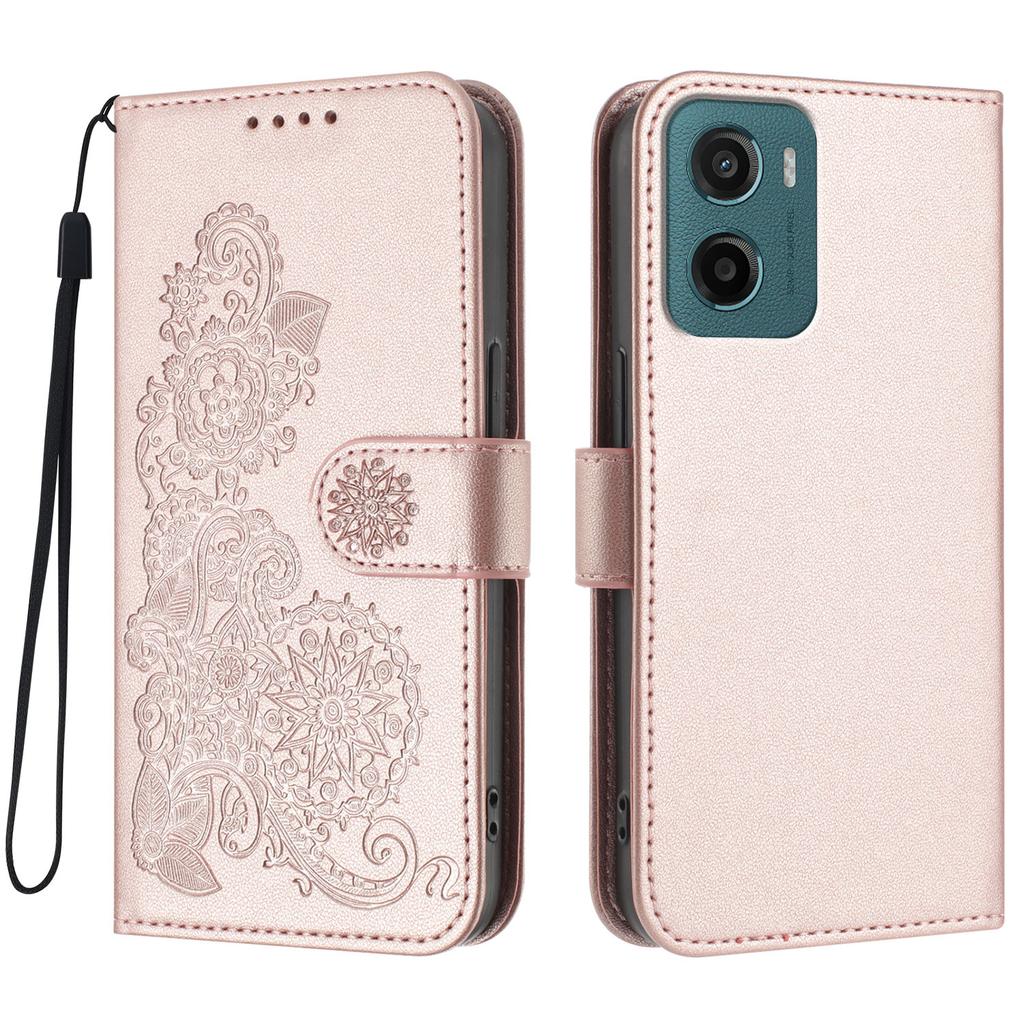 For Motorola Moto E15 4G/Motorola Moto G05 4G Phone Cases Mandala Flower Leather Wallet Mobile Cover with Strap