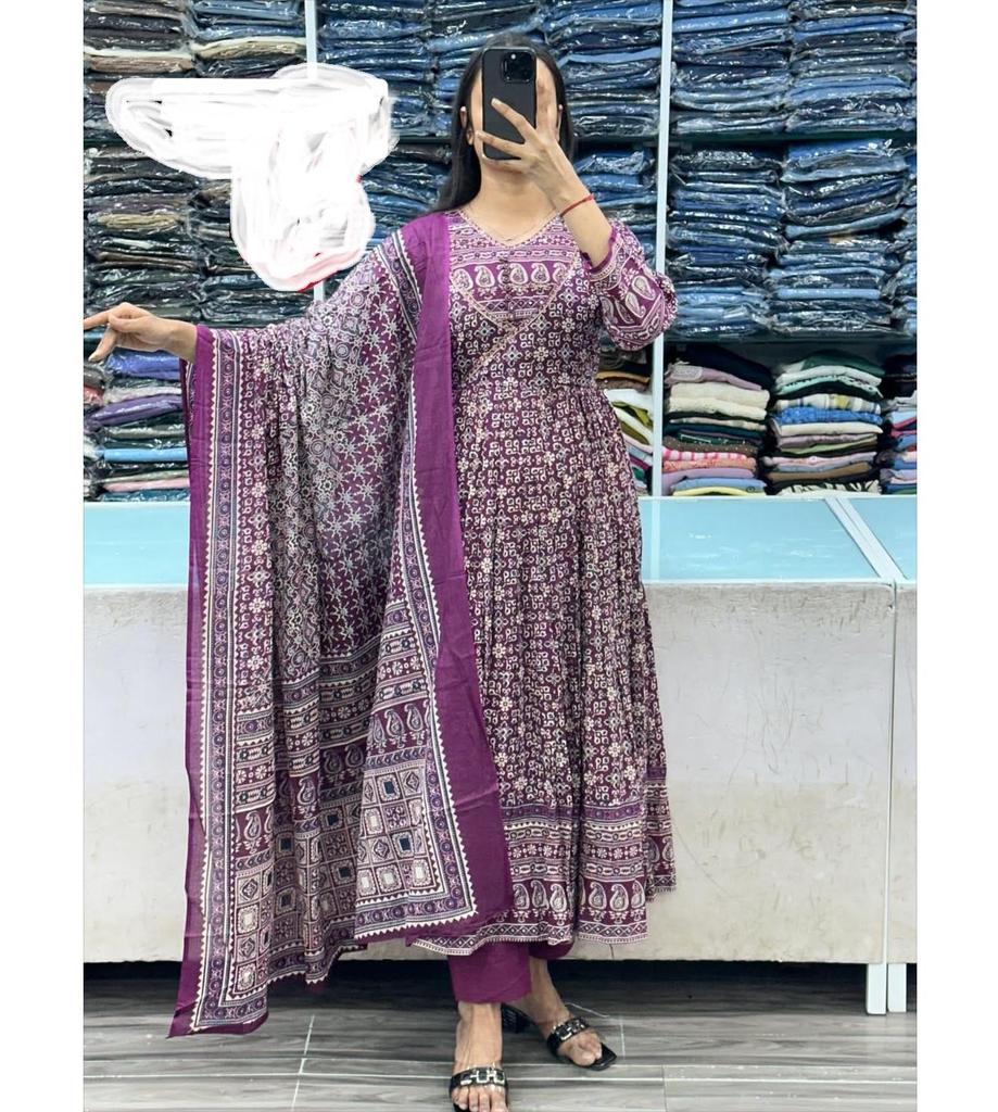 Women Designer Anarkali Cotton Straight Kurti Set Indian Bollywood Party Wear Top Tunic Salwar Suit
