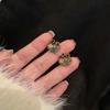 Vintage Trendy Glass Colorful Crystal Material Flower Stud Earrings Women Simple Unique Popular Wedding Banquet Jewelry Gifts