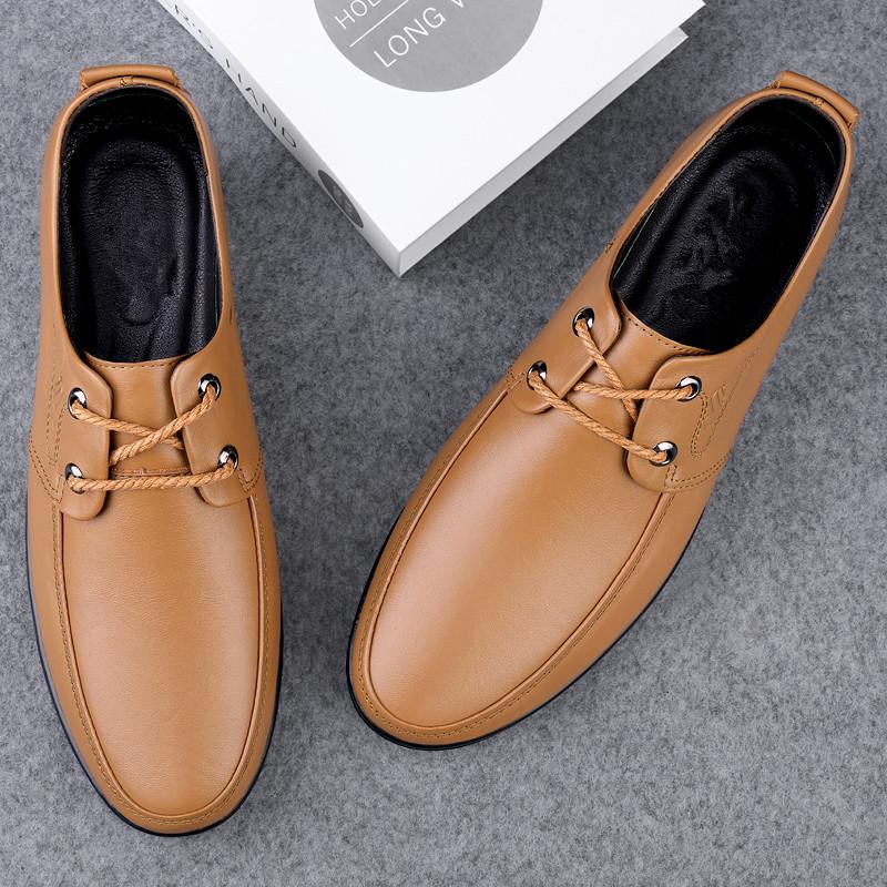 Męskie Ręcznie Robione Oksfordy Modne Buty Biznesowe Wiosna Jesień Męskie Buty Wizytowe Sznurowane Biurowe Męskie Obuwie Ze Skóry Naturalnej