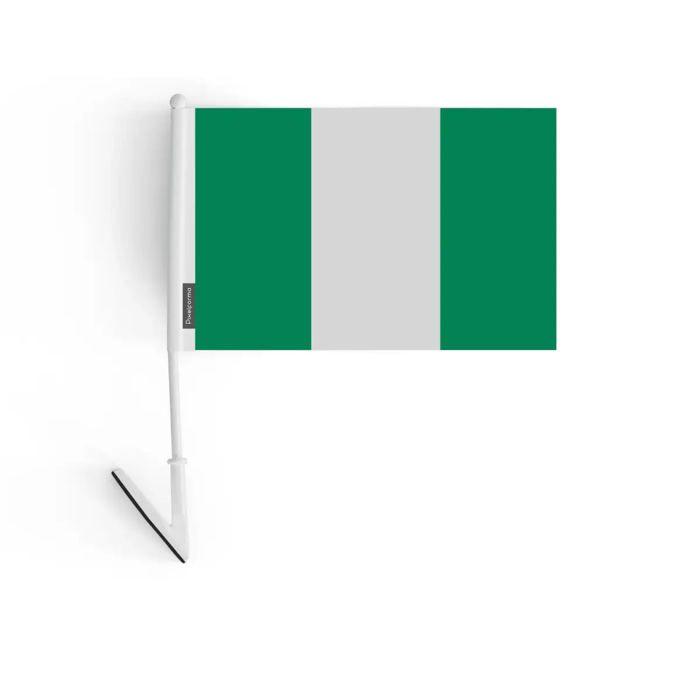 Drapeau adhésif - Nigérie - 14 x 21 cm - Polyester - Léger - Recto/verso