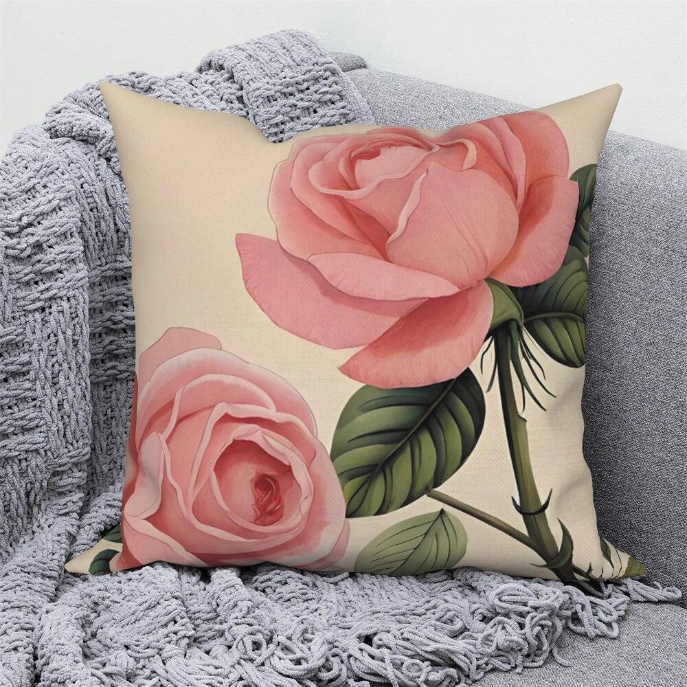 

Розовая наволочка с цветочным принтом, домашний декор, наволочка для дивана, автомобиля 40x40cm