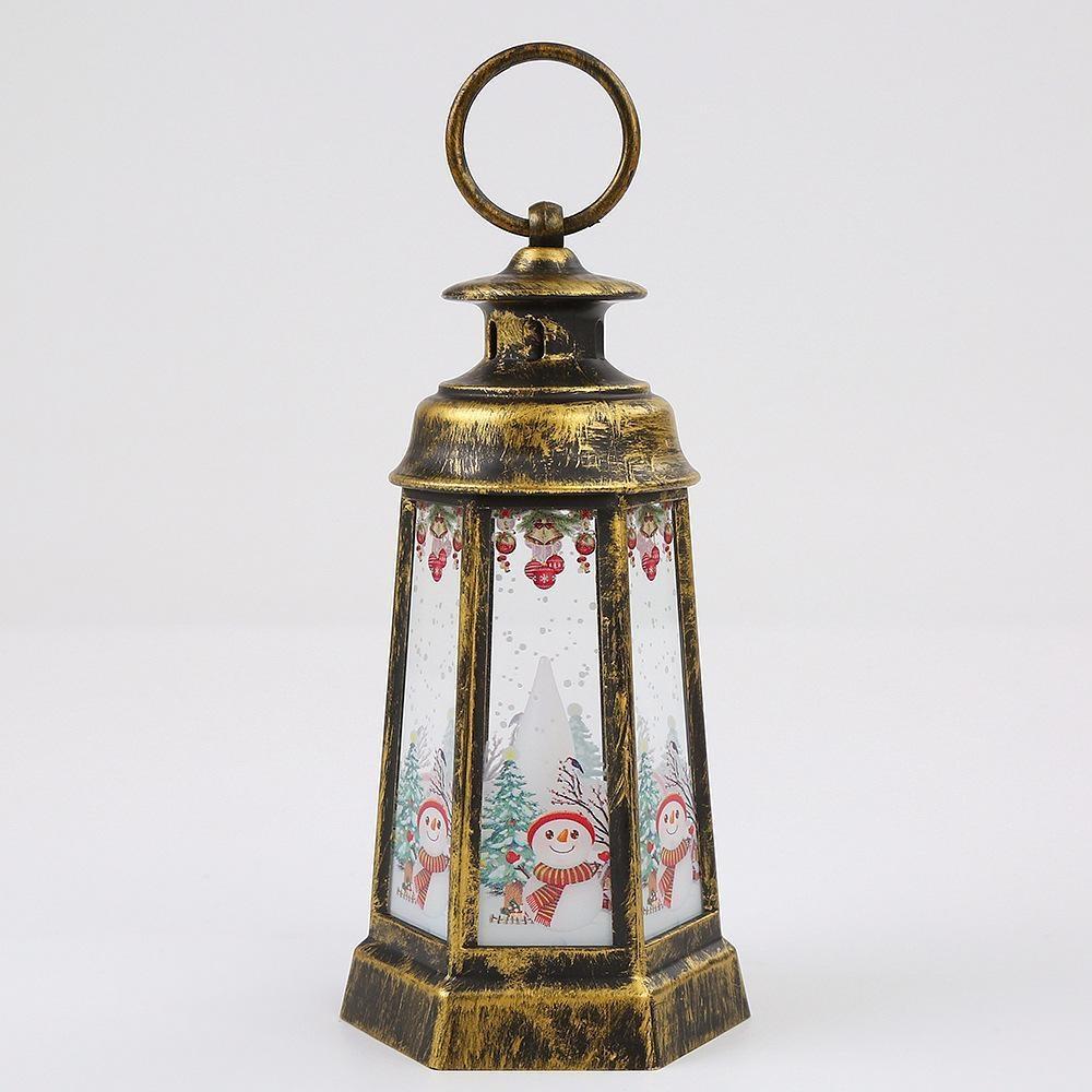 

Рождественский Санта-фонарь Ветер Свет в стиле ретро на батарейках Декоративный фонарь Подвесной светодиодный светильник при свечах snowman античная золотой