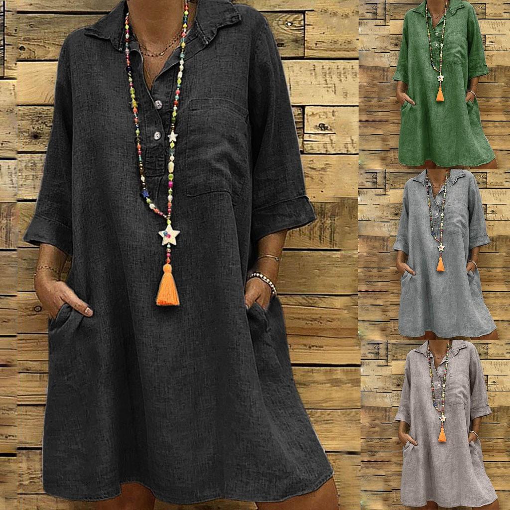 Women's Casual Dress Dress Button Decoration Religious Tradition Ethnic Loose Flared Skirt A-Line Dress