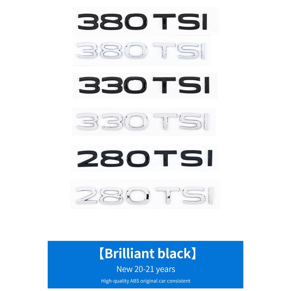 New ABS Letters Emblem 280TSI 330TSI 380TSI Rear Trunk Badge Sticker for VW volkswagen GOLF Series Car Styling Decoration NG5