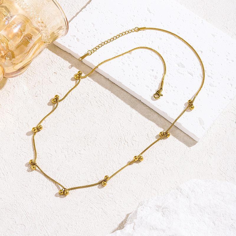 Elegant Gold Ball Geometric Necklace: Stainless Steel Women's Fashion Jewelry