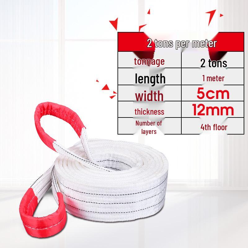 National Standard White Double Eye Lifting Sling, Hoist Crane Sling, 5/3/2 Ton Tow Strap
