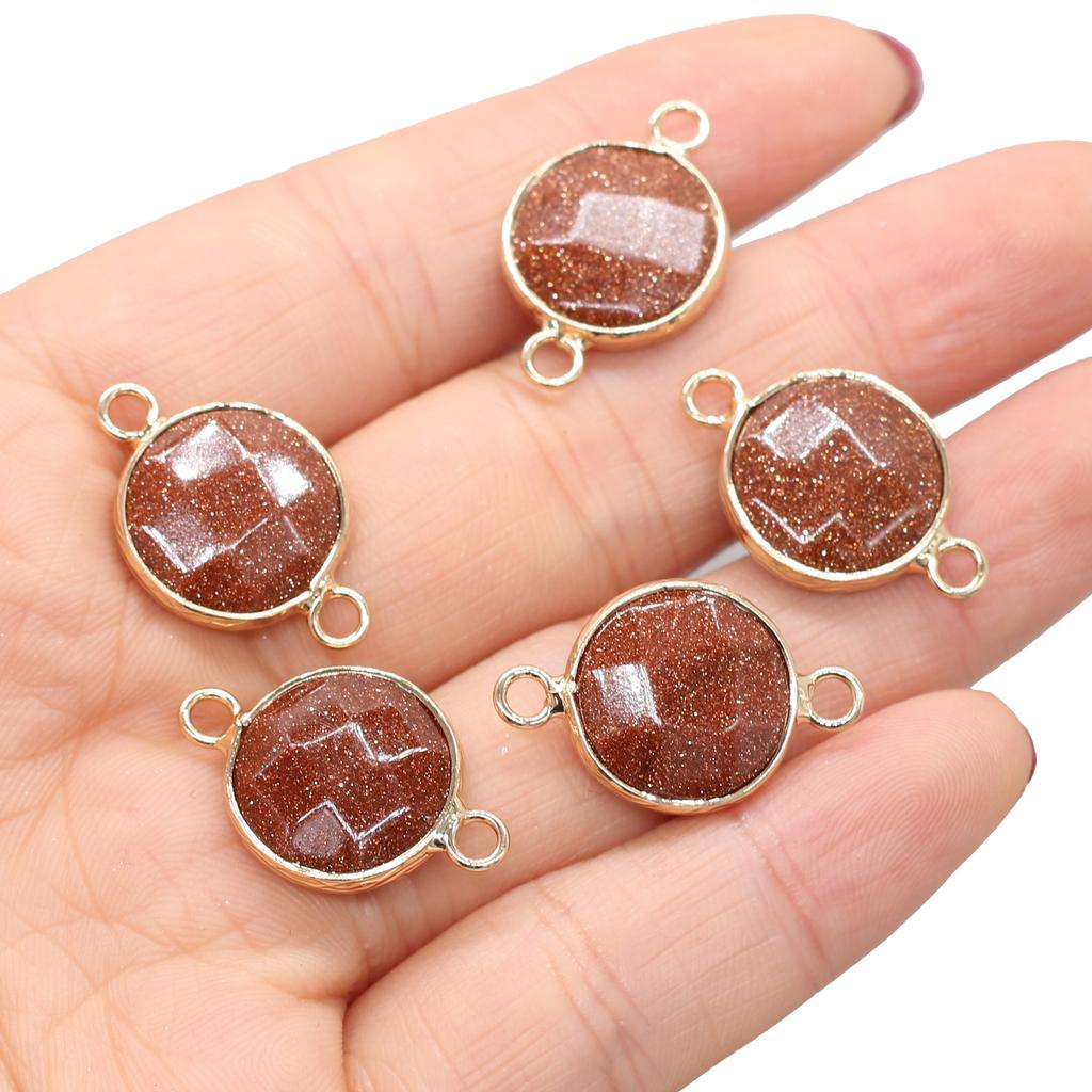 5 Stück Naturstein-Verbinder-Anhänger, runde Quarz-Verbinder für DIY-Armbänder, Halsketten, Ohrringe, Schmuckherstellung, Zubehör, 15 x 24 mm