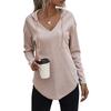 Women's V Neck Hoodies Long Sleeve Sweatshirt Drawstring Pullover Tops with Pocket