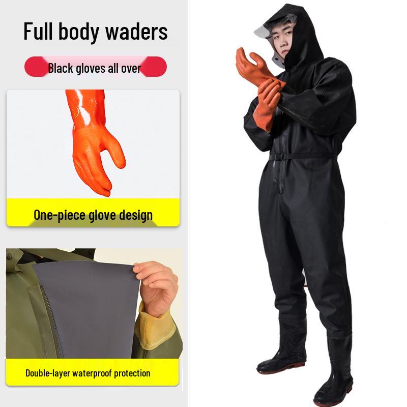 Full Body Waterproof Waders with Skin Suit & Water Shoes for Fishing and Reservoir Activities