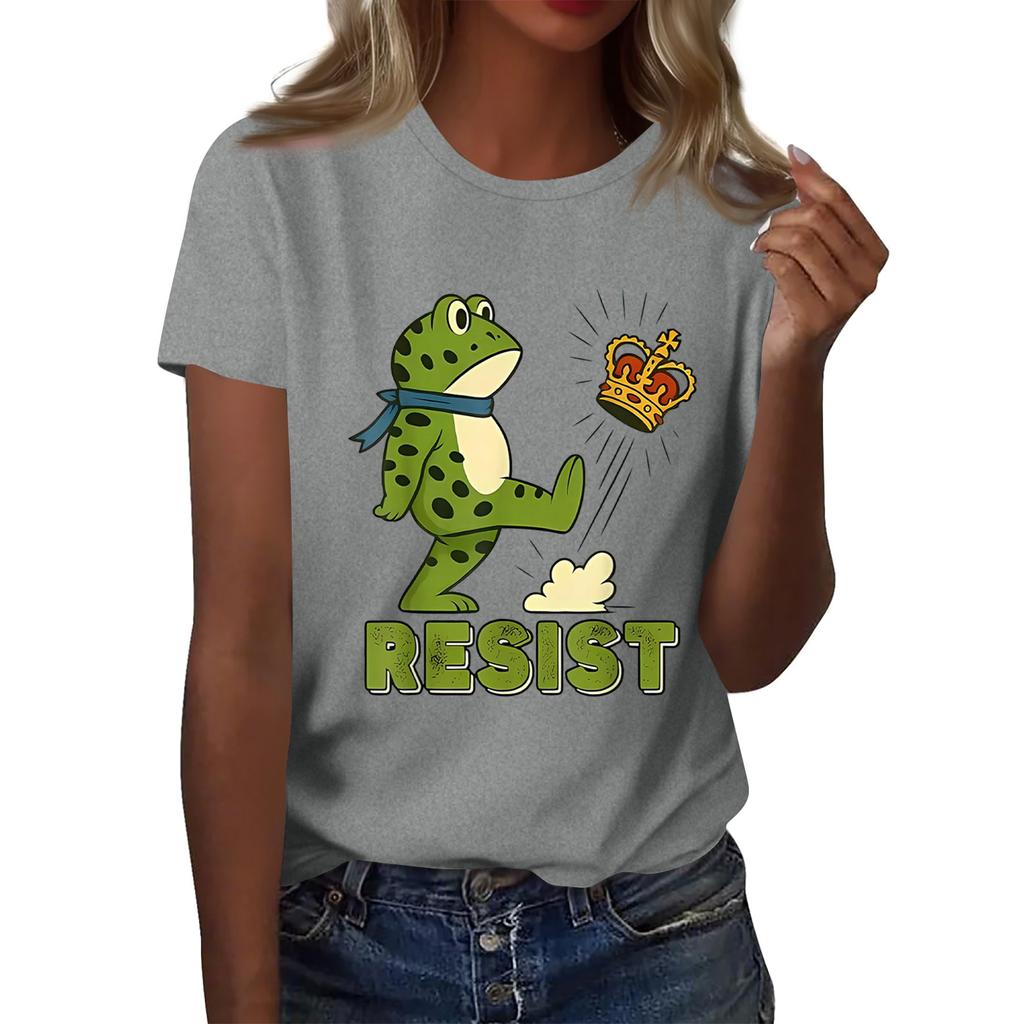 Women's Printed Round Neck Short Sleeve Top