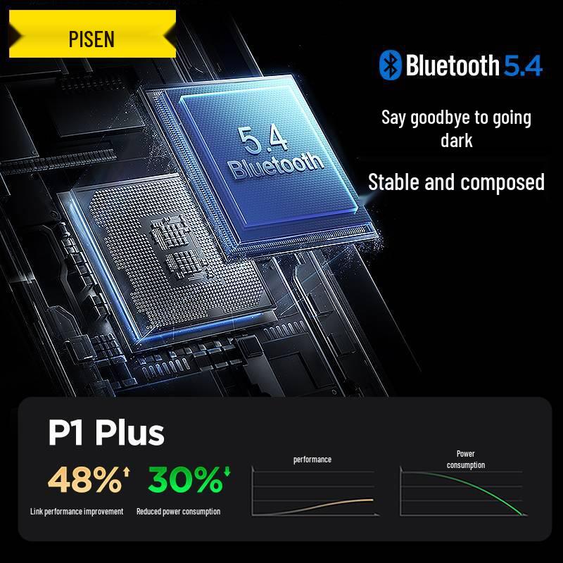 Pisen True Wireless Bluetooth Sports Earbuds, Semi-In-Ear, Noise Reduction, Long Battery Life
