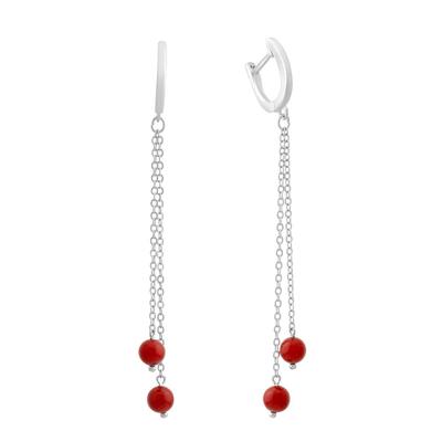Silver Earrings with Coral (2147091)